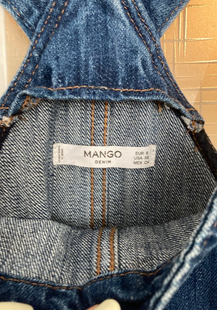 Kadın Mavi Denim Askılı Mini Salopet - Görsel 2