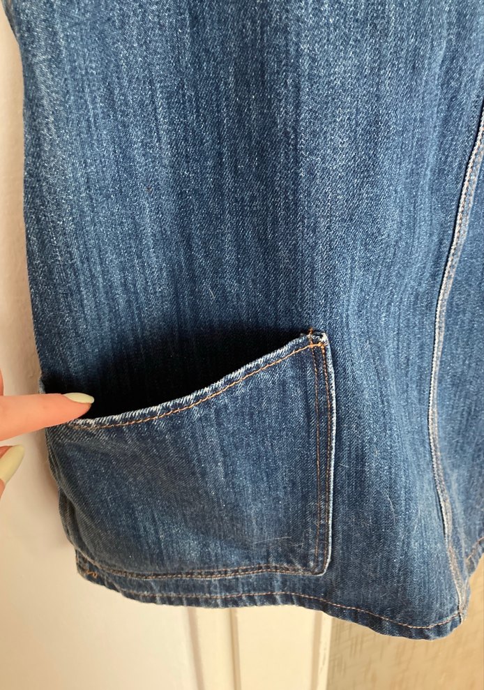 Kadın Mavi Denim Askılı Mini Salopet - Görsel 3