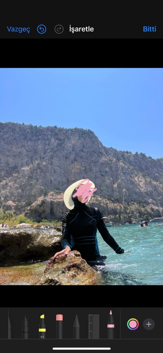 Siyah ve Mavi Detaylı tesettür mayo haşema - Görsel 2