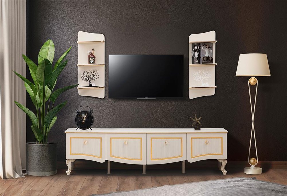 Gold ve bej avangarde TV Ünitesi - Görsel 4