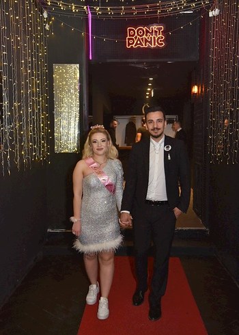 Gri Mini Payetli Düğün Elbisesi