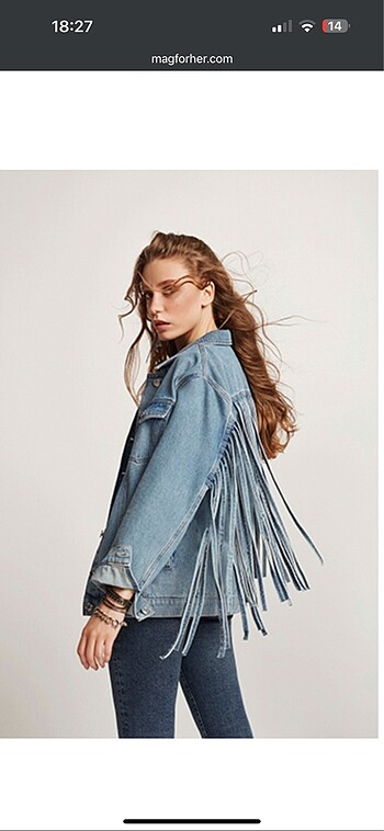 Mavi Jeans püsküllü jean ceket