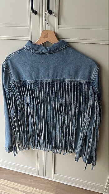 xs Beden Mavi Jeans püsküllü jean ceket