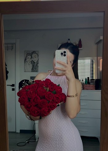 Trendyol & Milla Pembe Fitilli Uzun Askılı Elbise