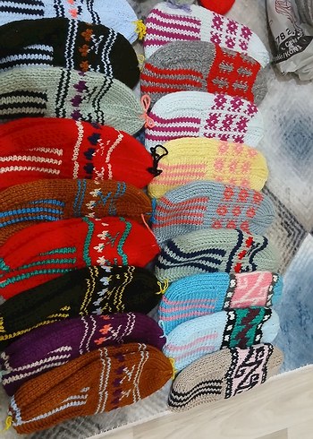 Renkli Örgü Kız Çocuk Ev Terlikleri - Görsel 3