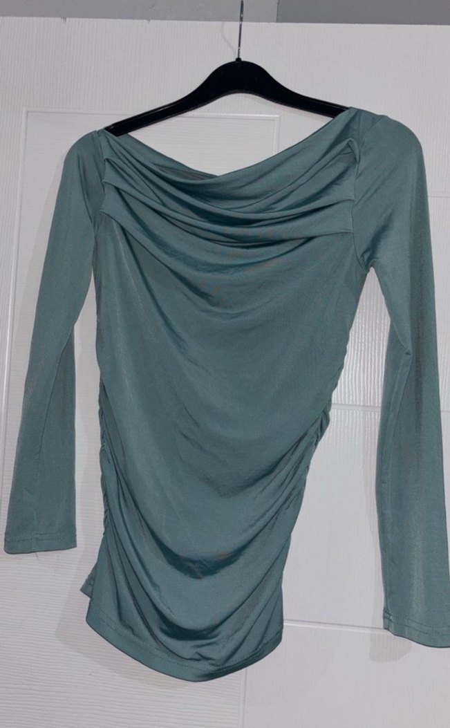 V Yaka Drapeli Hamile Gömleği - Görsel 2