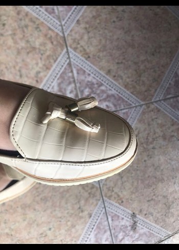 Bej Kroko Desenli Tokalı Kadın Loafer - Görsel 3