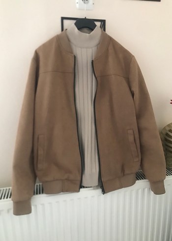 Slim Fit Kahverengi Süet Bomber Mont - Görsel 7