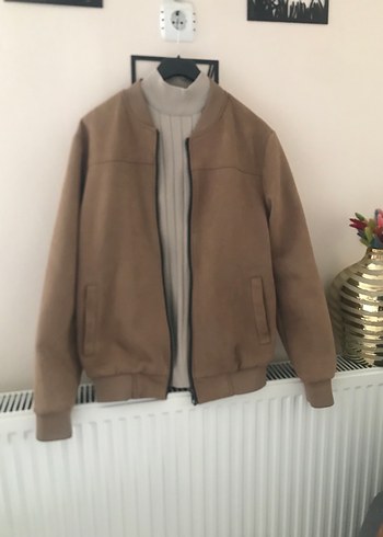 Slim Fit Kahverengi Süet Bomber Mont - Görsel 3