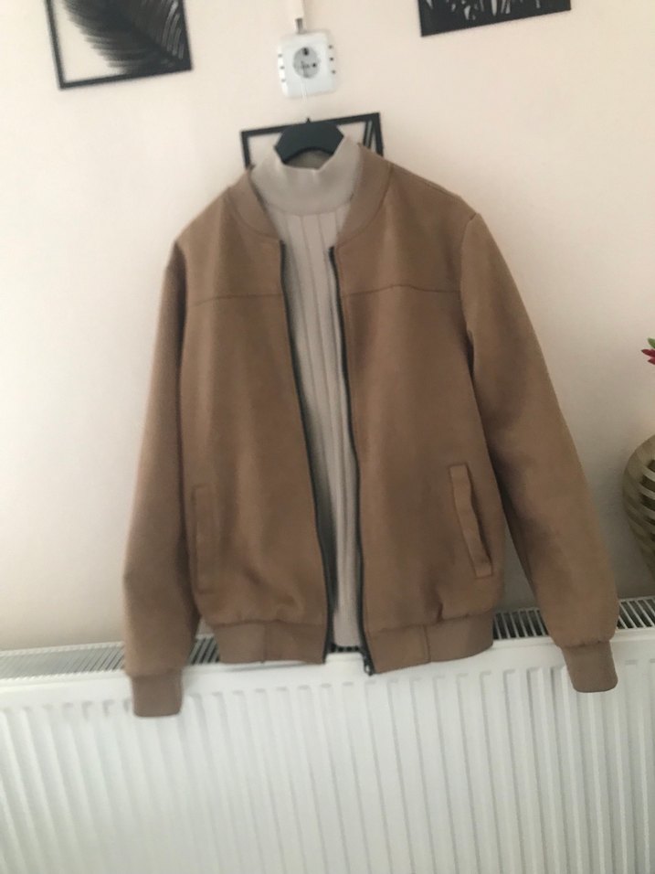 Slim Fit Kahverengi Süet Bomber Mont - Görsel 5