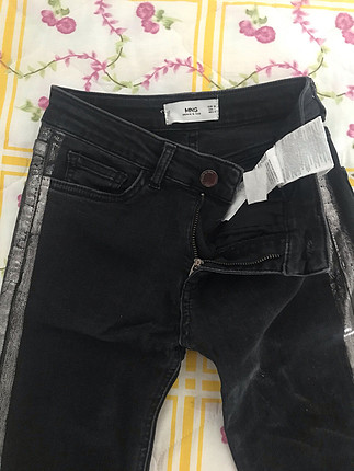 Mango yanları çizgili jean