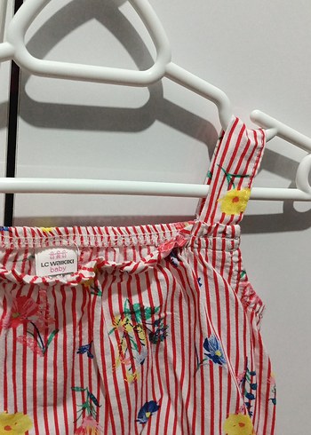 Çiçek Desenli Pembe Kız Çocuk Askılı Bluz - Görsel 3