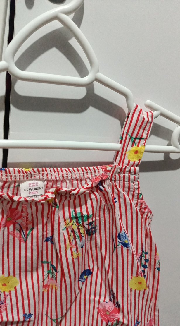 Çiçek Desenli Pembe Kız Çocuk Askılı Bluz - Görsel 3