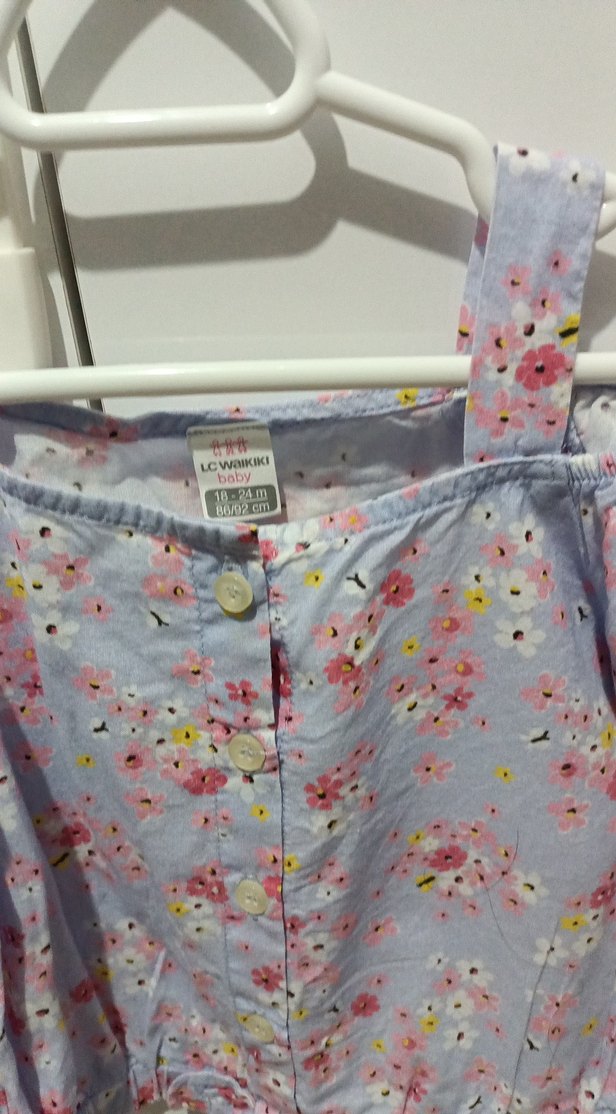 Mavi Çiçekli Askılı Kız Bluzu - Görsel 2