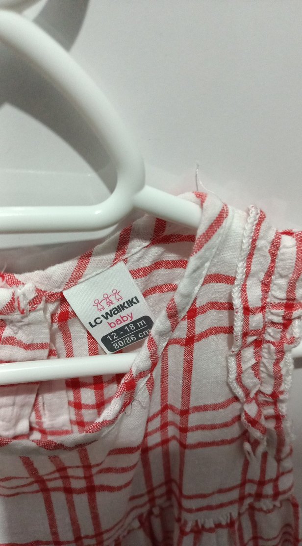 Kız Çocuk Kırmızı Kareli Kolsuz üst - Görsel 2