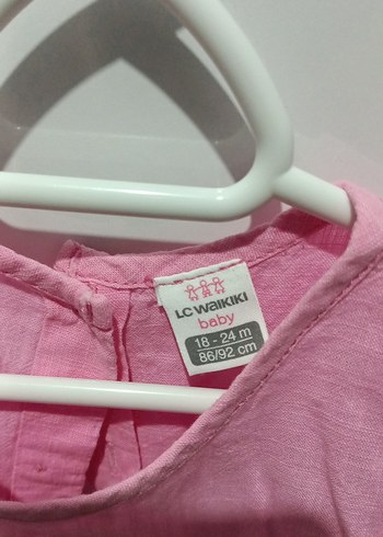 Kız Çocuk Pembe Keten Fırfırlı Elbise - Görsel 2