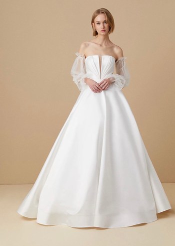 diğer Beden Oleg&Cassini Straplez Beyaz A Kesim Gelinlik ve Duvak