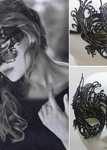 Kadın Dantel Maske Siyah - Görsel 8