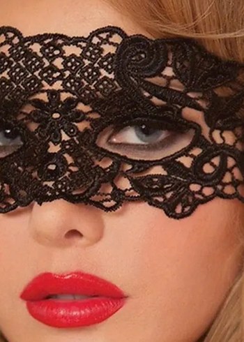 Kadın Dantel Maske Siyah - Görsel 4