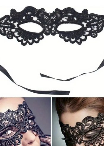Kadın Dantel Maske Siyah - Görsel 6