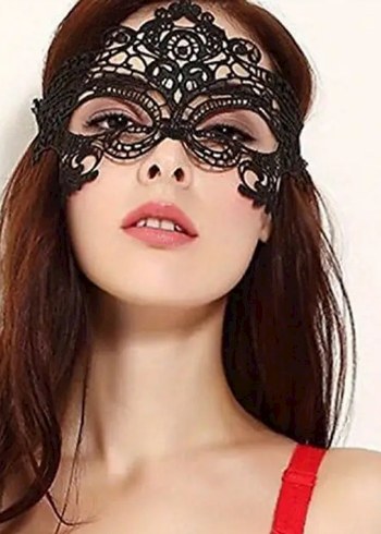 Kadın Dantel Maske Siyah - Görsel 5