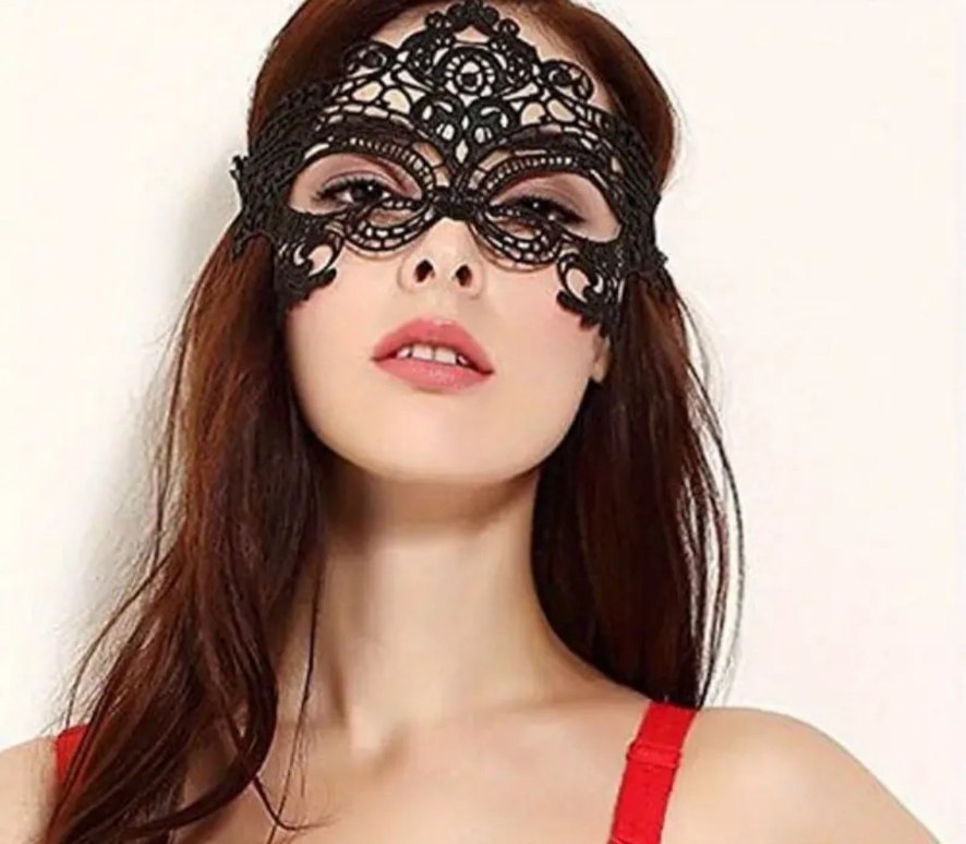 Kadın Dantel Maske Siyah - Görsel 5