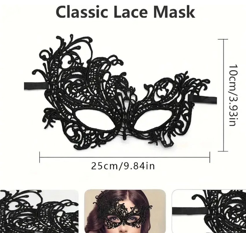 Kadın Dantel Maske Siyah - Görsel 3