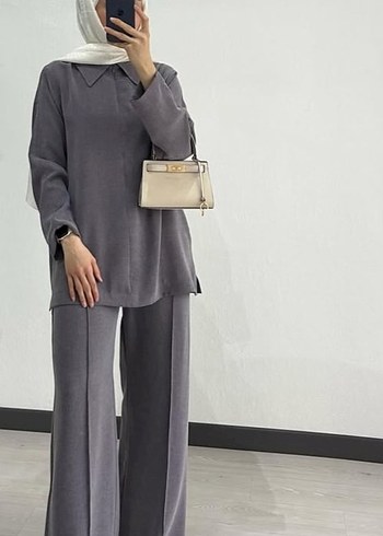 Gri Kemerli Kadın Ofis Takım Elbise - Görsel 2
