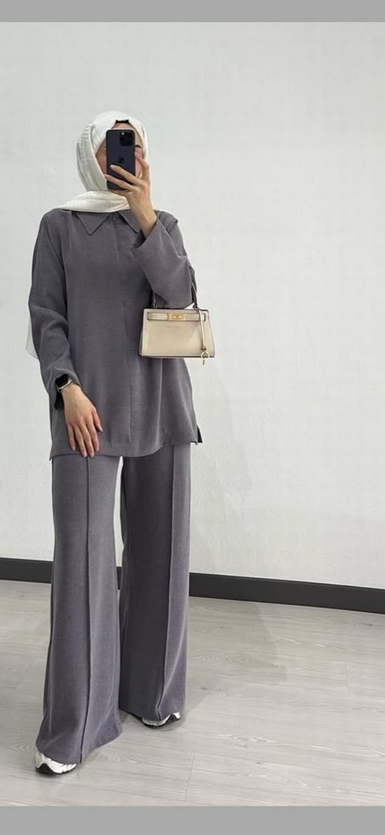 Gri Kemerli Kadın Ofis Takım Elbise - Görsel 2