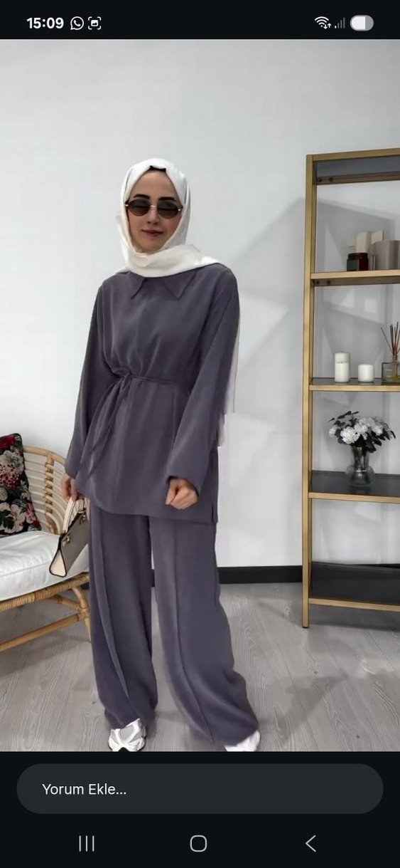 Gri Uzun Kollu Rahat Kadın Takım - Görsel 2