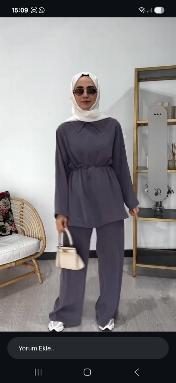 Gri Uzun Kollu Rahat Kadın Takım - Görsel 3