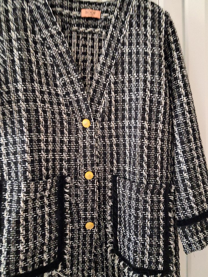 Gri Düğmeli Midi Kadın Kaban - Görsel 4