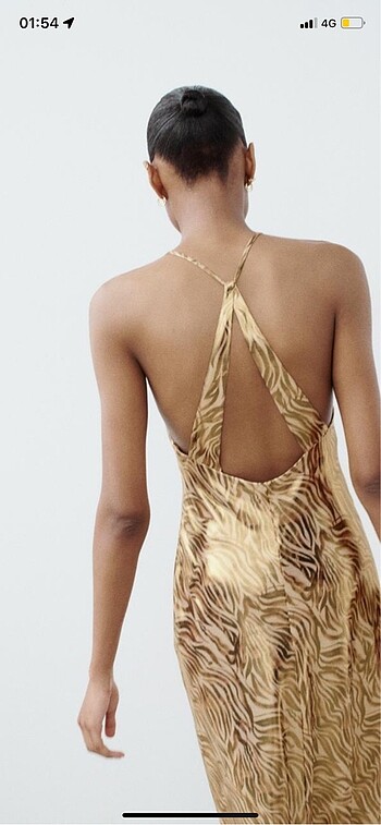xs Beden Zara halter yaka parlak elbise