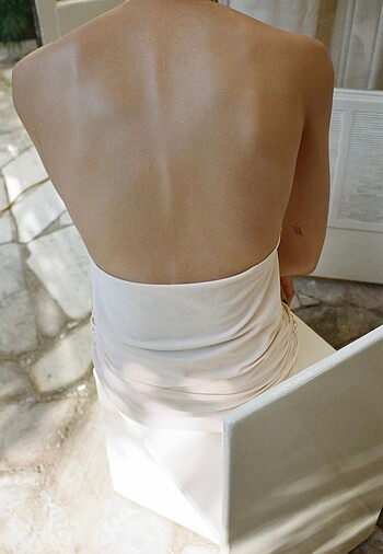 Zara Zara drapeli halter yaka uzun elbise