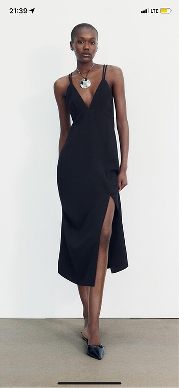 Zara krepe midi elbise