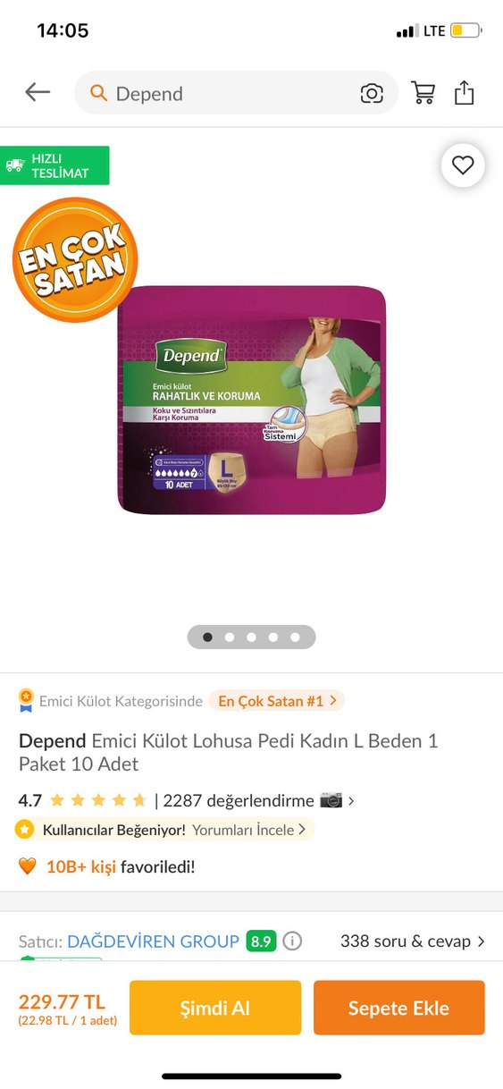 Depend Rahatlık ve Koruma Emici Külot L Beden - Görsel 2
