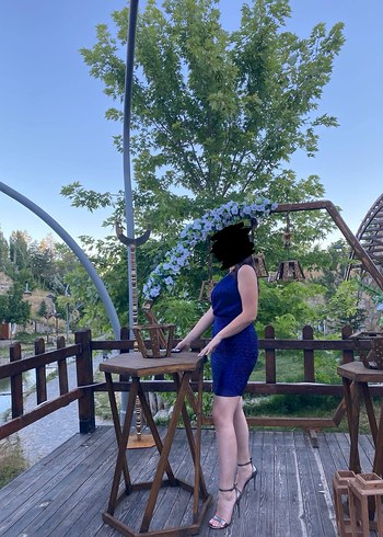 Lacivert Drapeli Mini Gece Elbisesi - Görsel 2