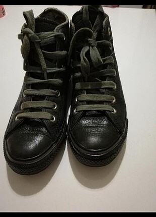Koyu Haki Deri Converse bot 