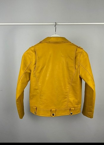 Zara Sarı Parlak Biker Deri Ceket