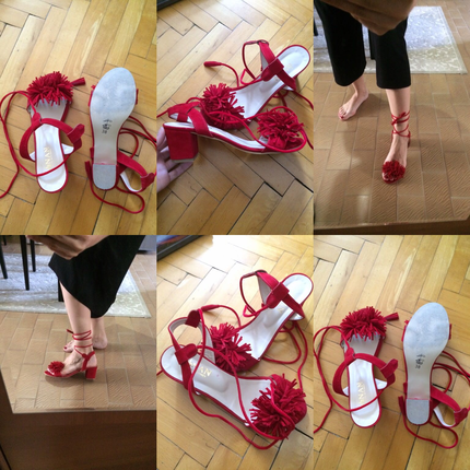 Afrodit Fahriye evcenin balayında giydiği kırmızı sandalet