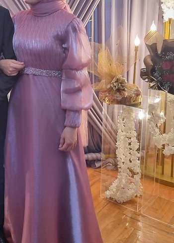 38 Beden pembe Renk pembe tesettür abiye nişan elbisesi