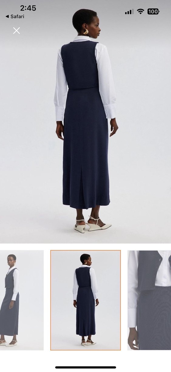 Düğmeli Lacivert Kalem Etek takım - Görsel 2