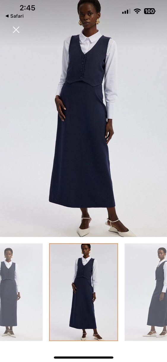 Düğmeli Lacivert Kalem Etek takım - Görsel 3