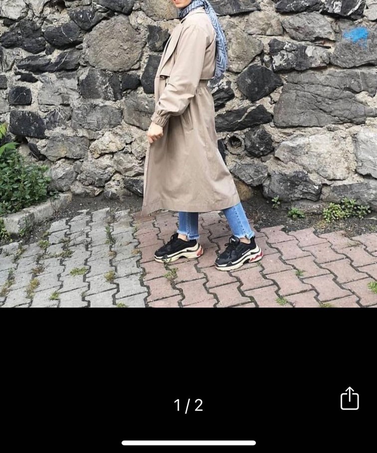 Bej Kuşaklı Uzun Kadın Trençkot - Görsel 2