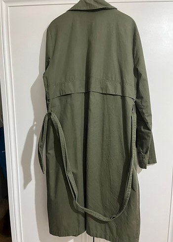 Kadın Haki Uzun Kuşaklı Trençkot - Görsel 4