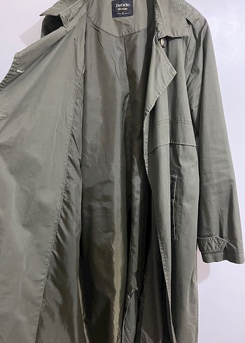 Kadın Haki Uzun Kuşaklı Trençkot - Görsel 3