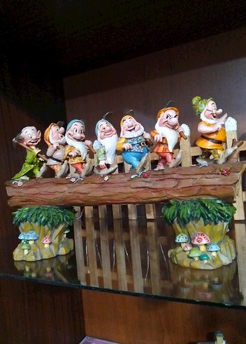 Beden çeşitli Renk Enesco Pamuk Prenses ve Yedi Cüceler Biblo Set Antika koleksiyon