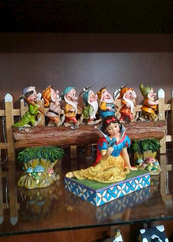 American Vintage Enesco Pamuk Prenses ve Yedi Cüceler Biblo Set Antika koleksiyon