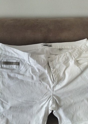 Tchibo Beyaz Normal Kesim Pamuklu Likralı Kadın Pantolon