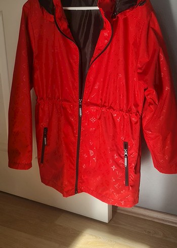Kırmızı Bayan Fermuarlı Yağmurluk - Görsel 2